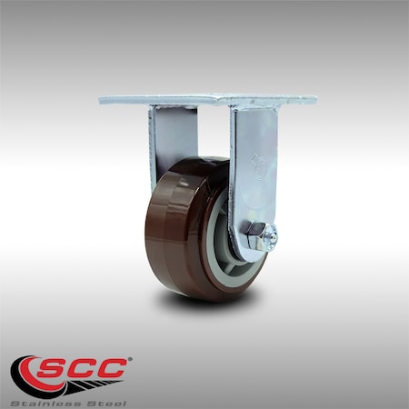 4 Inch Stainless Steel Polyurethane Wheel Rigid Caster With Roller Bearing SCC